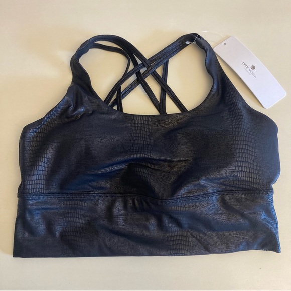 NWT crz yoga long line sports bra size large faux leather lizard - Picture 2 of 11